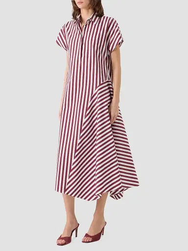 Akris punto Women's Kodak Striped Cotton Midi Shirtdress - Pomegranate Cream - Size 16 | Thumbnail 6 Akris punto Women's Kodak Striped Cotton Midi Shirtdress - Pomegranate Cream - Size 16 | Thumbnail 6
