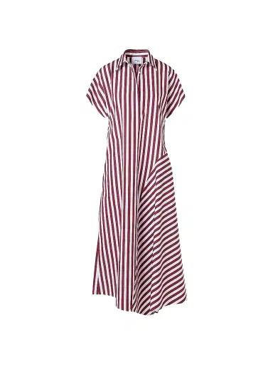 Akris punto Women's Kodak Striped Cotton Midi Shirtdress - Pomegranate Cream - Size 16 | Thumbnail 1 Akris punto Women's Kodak Striped Cotton Midi Shirtdress - Pomegranate Cream - Size 16 | Thumbnail 1