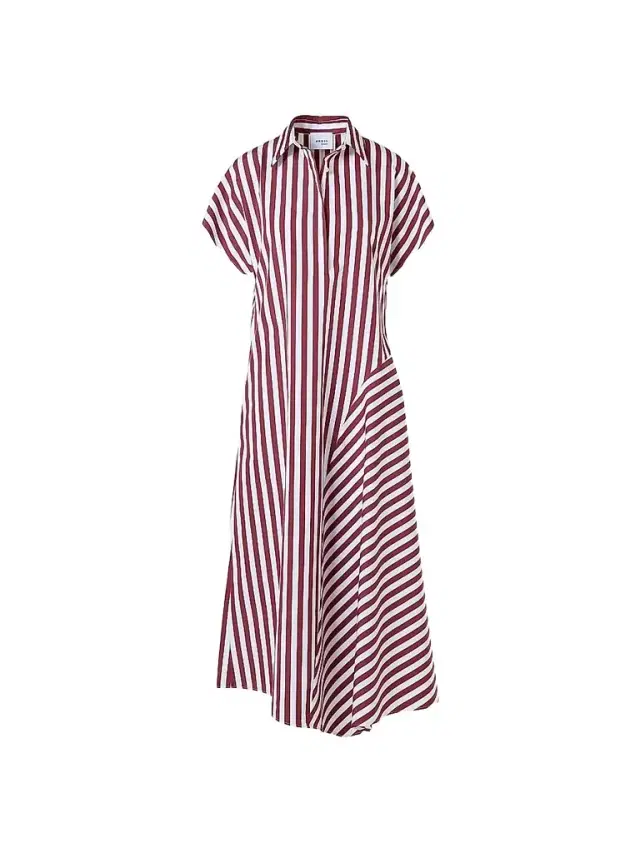 Akris punto Women's Kodak Striped Cotton Midi Shirtdress - Pomegranate Cream