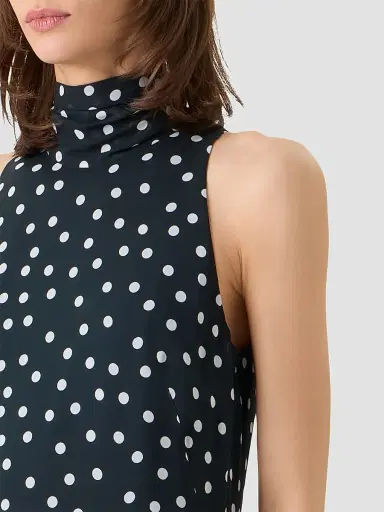 Akris punto Women's Polka Dot Georgette Midi Dress - Black Cream - Size 16 | Thumbnail 5 Akris punto Women's Polka Dot Georgette Midi Dress - Black Cream - Size 16 | Thumbnail 5