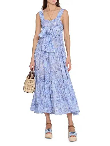 Chloé Women's À La Plage Floral Cotton Sashed Midi-Dress - Multicolor Blue | Thumbnail 2