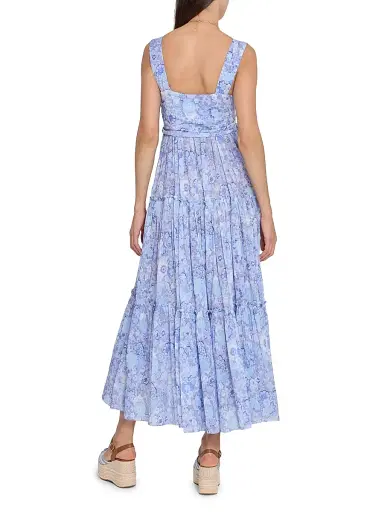 Chloé Women's À La Plage Floral Cotton Sashed Midi-Dress - Multicolor Blue | Thumbnail 5