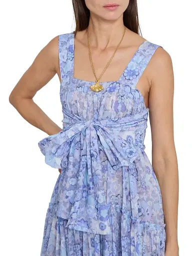 Chloé Women's À La Plage Floral Cotton Sashed Midi-Dress - Multicolor Blue | Thumbnail 6