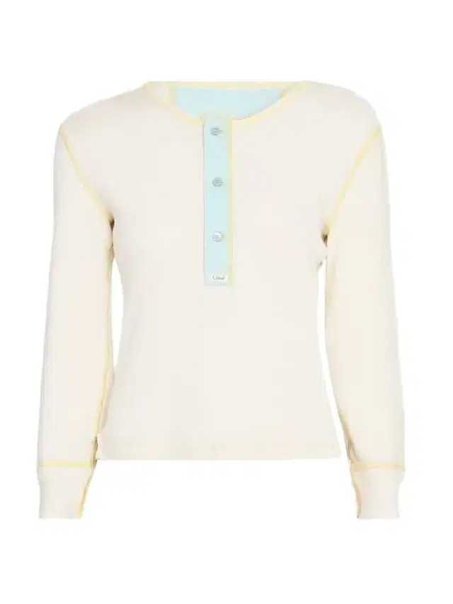 Chloé Women's Cotton Long-Sleeve Henley - Natural White