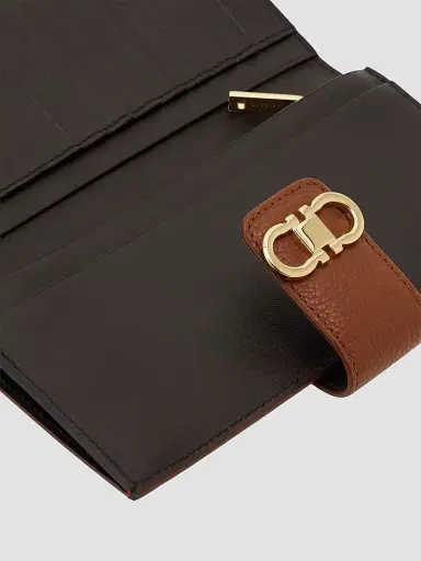 Ferragamo Women's Gancini Leather Continental Wallet - New Cognac | Thumbnail 5