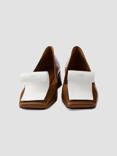 Prada Women's Two-Tone 35MM Brushed Leather Pumps - Brown - Size 7.5 | Thumbnail 4