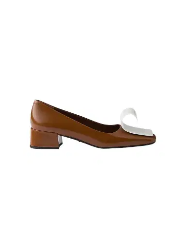 Prada Women's Two-Tone 35MM Brushed Leather Pumps - Brown - Size 7.5 | Thumbnail 1
