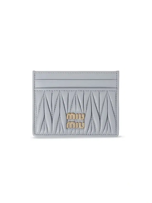 Women's Matelassé Nappa Leather Card Holder - Grey