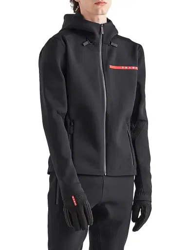 Prada Men's Techno Piqué Hoodie - Black - Size XL | Thumbnail 3 Prada Men's Techno Piqué Hoodie - Black - Size XL | Thumbnail 3