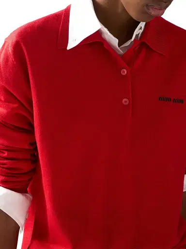 Miu Miu Women's Wool Knit Polo Shirt | Thumbnail 4 Miu Miu Women's Wool Knit Polo Shirt | Thumbnail 4