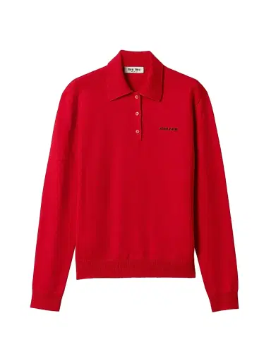 Miu Miu Women's Wool Knit Polo Shirt | Thumbnail 1 Miu Miu Women's Wool Knit Polo Shirt | Thumbnail 1