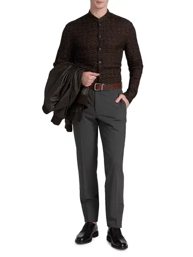 Emporio Armani Men's Printed Button-Front Sport Shirt - Black - Size Medium | Thumbnail 2 Emporio Armani Men's Printed Button-Front Sport Shirt - Black - Size Medium | Thumbnail 2