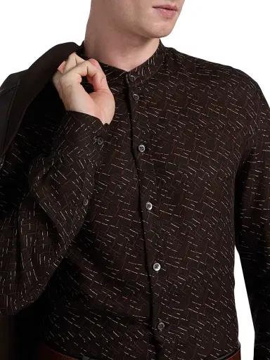 Emporio Armani Men's Printed Button-Front Sport Shirt - Black - Size Medium | Thumbnail 6 Emporio Armani Men's Printed Button-Front Sport Shirt - Black - Size Medium | Thumbnail 6