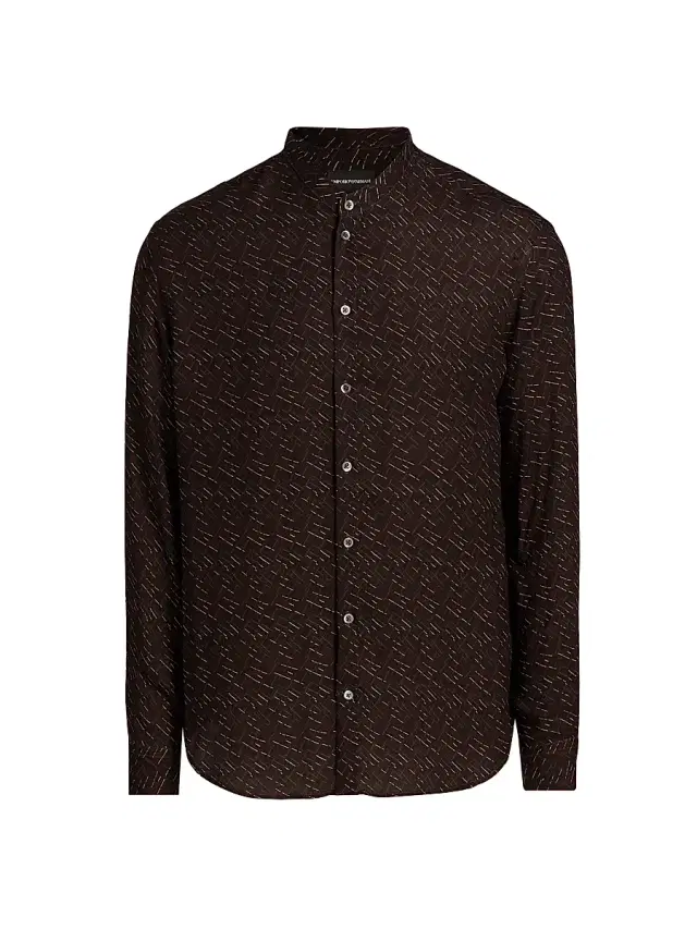 Emporio Armani Men's Printed Button-Front Sport Shirt - Black