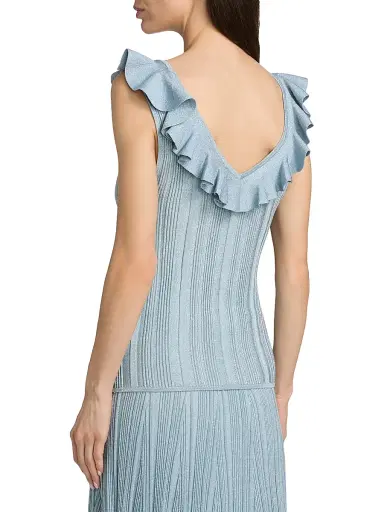 Zimmermann Women's Aster Metallic Rib-Knit Frill Top - Metallic Blue - Size 10 | Thumbnail 5 Zimmermann Women's Aster Metallic Rib-Knit Frill Top - Metallic Blue - Size 10 | Thumbnail 5