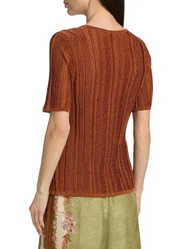 Zimmermann Women's Indra Metallic Rib-Knit T-Shirt | Thumbnail 5 Zimmermann Women's Indra Metallic Rib-Knit T-Shirt | Thumbnail 5
