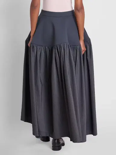 Issey Miyake Women's Mute Mixed-Media Pleated High-Low Skirt - Charcoal - Size Small | Thumbnail 3 Issey Miyake Women's Mute Mixed-Media Pleated High-Low Skirt - Charcoal - Size Small | Thumbnail 3