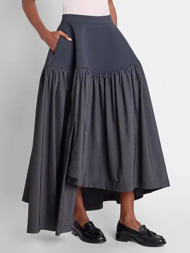 Issey Miyake Women's Mute Mixed-Media Pleated High-Low Skirt - Charcoal - Size Small | Thumbnail 4 Issey Miyake Women's Mute Mixed-Media Pleated High-Low Skirt - Charcoal - Size Small | Thumbnail 4