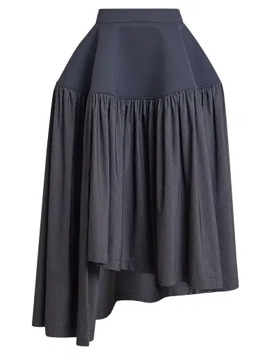 Issey Miyake Women's Mute Mixed-Media Pleated High-Low Skirt - Charcoal - Size Small | Thumbnail 1 Issey Miyake Women's Mute Mixed-Media Pleated High-Low Skirt - Charcoal - Size Small | Thumbnail 1