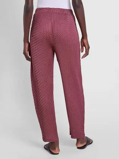 Issey Miyake Women's Sleek Pleats Pants - Burgundy - Size Small | Thumbnail 3