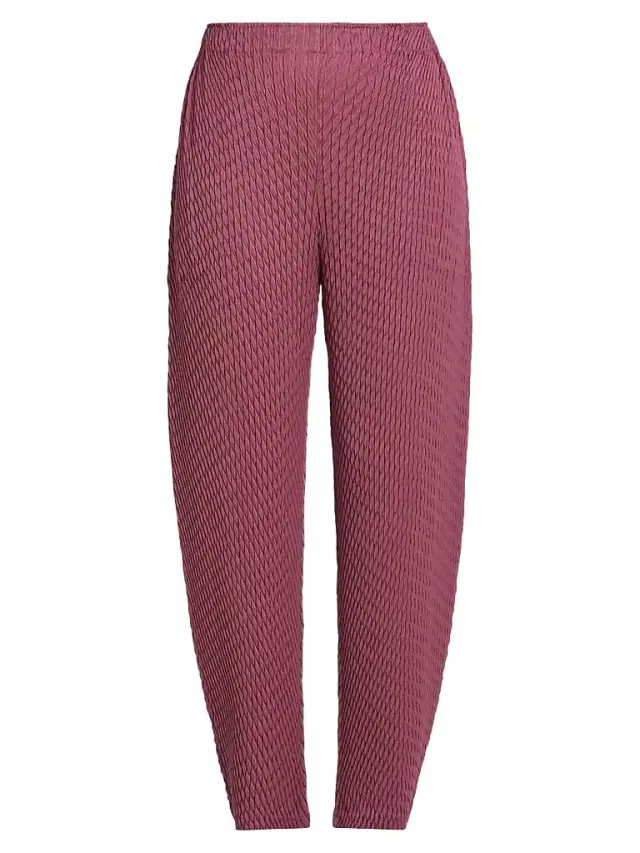 Issey Miyake Women's Sleek Pleats Pants - Burgundy