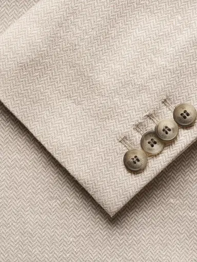 Eton Men's Herringbone Linen Jersey Soft Jacket - Beige | Thumbnail 7
