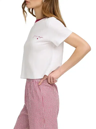 Favorite Daughter Women's The Cropped Signature Logo T-Shirt - Off White Ras | Thumbnail 5