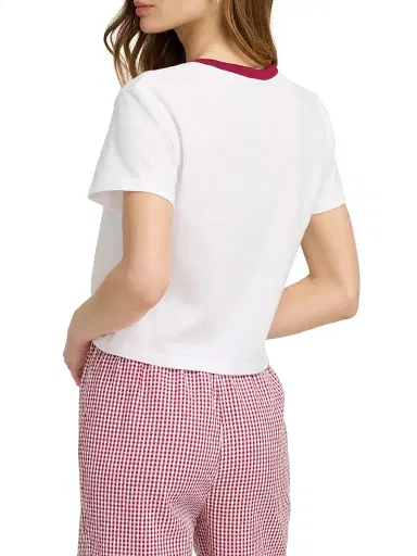 Favorite Daughter Women's The Cropped Signature Logo T-Shirt - Off White Ras | Thumbnail 6