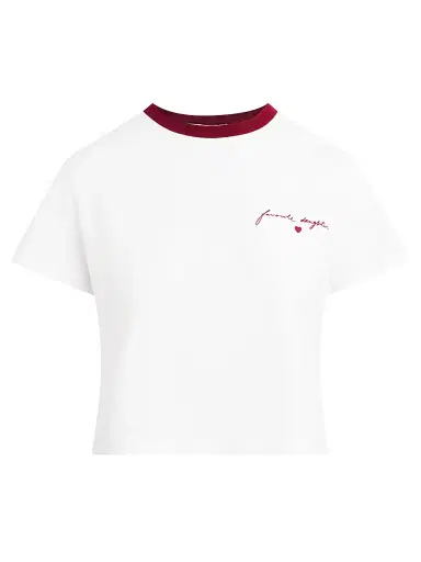 Favorite Daughter Women's The Cropped Signature Logo T-Shirt - Off White Ras | Thumbnail 1