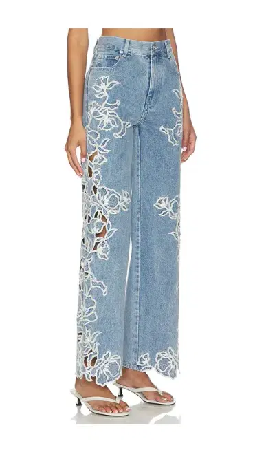 SIMKHAI Porter Embroidered Denim Pant | Thumbnail 2 SIMKHAI Porter Embroidered Denim Pant | Thumbnail 2
