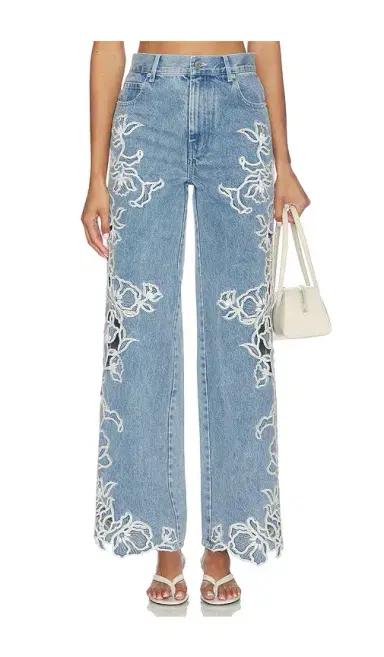 SIMKHAI Porter Embroidered Denim Pant | Thumbnail 1 SIMKHAI Porter Embroidered Denim Pant | Thumbnail 1