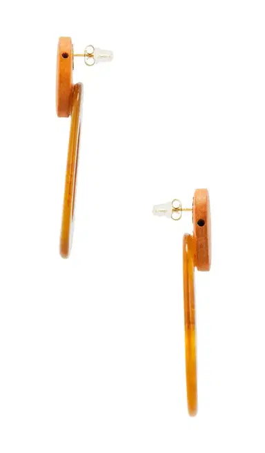 Epifene Oversized Brown Resin & Wood Earrings | Thumbnail 2 Epifene Oversized Brown Resin & Wood Earrings | Thumbnail 2