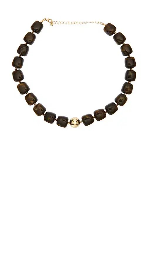 Epifene Chunky Brown Resin Beaded Necklace