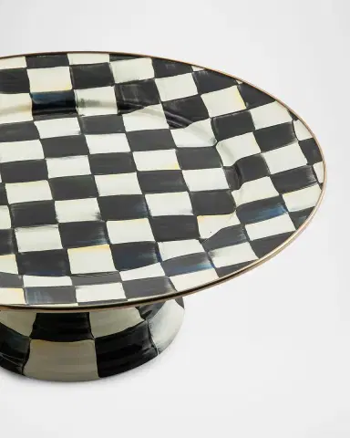 MacKenzie-Childs Courtly Check Enamel Pedestal Platter, Large | Thumbnail 2