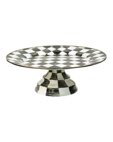 MacKenzie-Childs Courtly Check Enamel Pedestal Platter, Large | Thumbnail 1