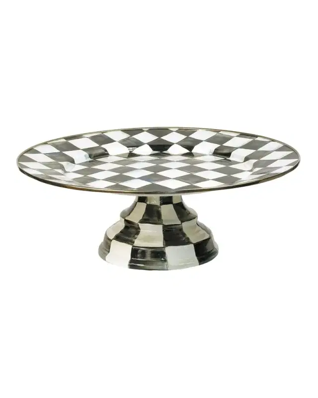 MacKenzie-Childs Courtly Check Enamel Pedestal Platter