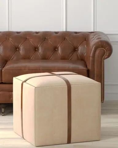 Sarreid Leather Strap Ottoman | Thumbnail 2 Sarreid Leather Strap Ottoman | Thumbnail 2