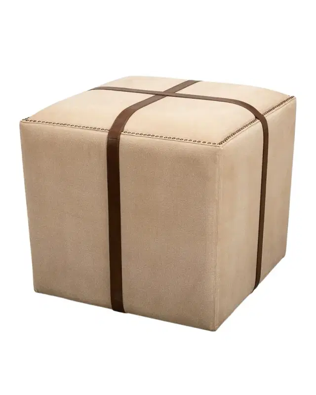 Sarreid Leather Strap Ottoman