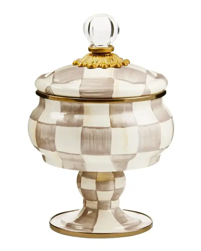 MacKenzie-Childs Mocha Check Curiosity Pot