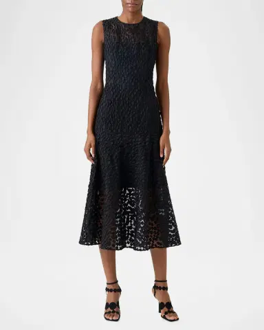 Akris punto Sleeveless Dot Tulle Midi Dress | Thumbnail 6 Akris punto Sleeveless Dot Tulle Midi Dress | Thumbnail 6