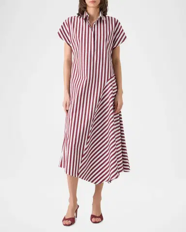 Akris punto Striped Cotton Poplin Cap-Sleeve Handkerchief Midi Shirtdress | Thumbnail 6 Akris punto Striped Cotton Poplin Cap-Sleeve Handkerchief Midi Shirtdress | Thumbnail 6