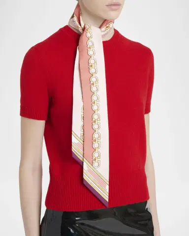 Ferragamo Felini Print Silk Mini Bandeau Scarf | Thumbnail 2 Ferragamo Felini Print Silk Mini Bandeau Scarf | Thumbnail 2