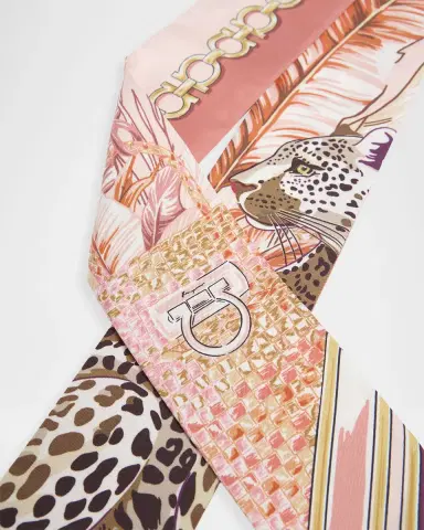 Ferragamo Felini Print Silk Mini Bandeau Scarf | Thumbnail 3 Ferragamo Felini Print Silk Mini Bandeau Scarf | Thumbnail 3