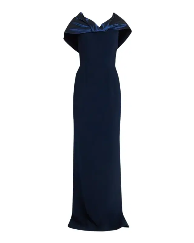 Rickie Freeman for Teri Jon Off-Shoulder Taffeta Column Gown