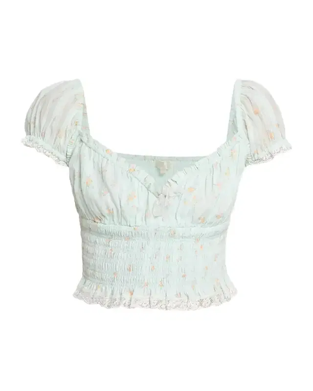LoveShackFancy Daini Smocked Floral Top