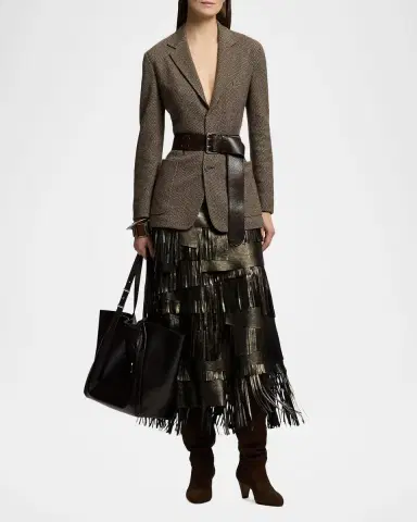 Ralph Lauren Collection Belinda Metallic Lambskin Skirt | Thumbnail 2 Ralph Lauren Collection Belinda Metallic Lambskin Skirt | Thumbnail 2