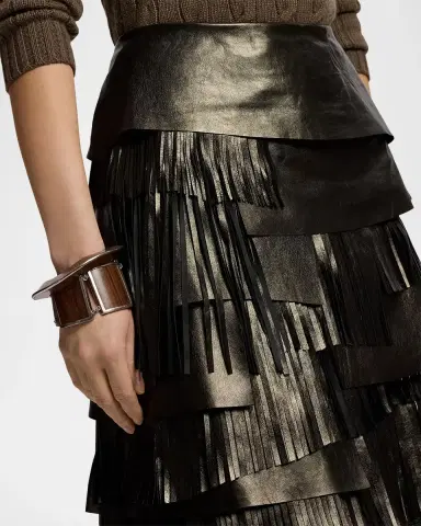 Ralph Lauren Collection Belinda Metallic Lambskin Skirt | Thumbnail 5 Ralph Lauren Collection Belinda Metallic Lambskin Skirt | Thumbnail 5