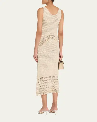 Rabanne Embellished Textured Crochet Knit Midi Dress | Thumbnail 2 Rabanne Embellished Textured Crochet Knit Midi Dress | Thumbnail 2