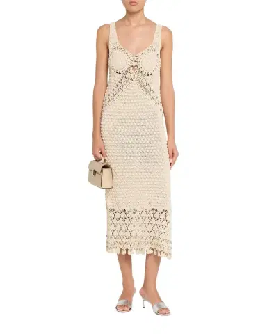 Rabanne Embellished Textured Crochet Knit Midi Dress | Thumbnail 1 Rabanne Embellished Textured Crochet Knit Midi Dress | Thumbnail 1