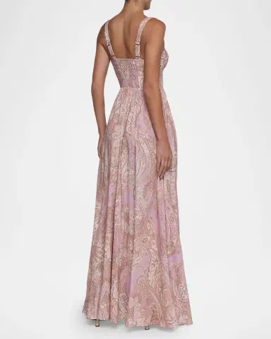 L'Agence Rosette Paisley-Print Sweetheart Maxi Dress | Thumbnail 3 L'Agence Rosette Paisley-Print Sweetheart Maxi Dress | Thumbnail 3